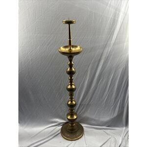 Vintage Large Solid Brass Etched Candelabra 40” Tall STUNNING